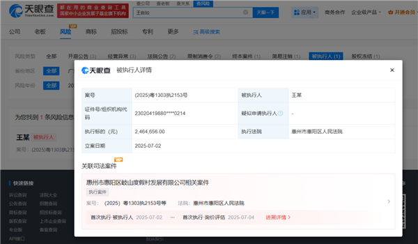 进军AI领域二次创业后王自如再成被执行人执行标的超246万